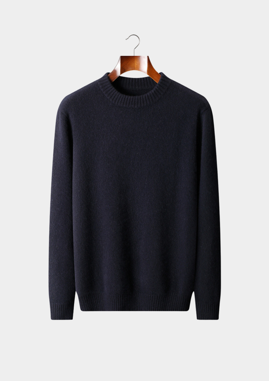Pure Cashmere Navy Blue Essential Crewneck | Auremmont
