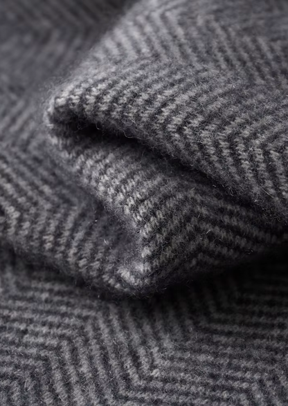 Pure Extra-Fine Merino Wool Gray Herringbone Set | Auremmont