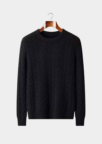 Pure Extra-Fine Merino Wool Cable Knit Crewneck | Auremmont