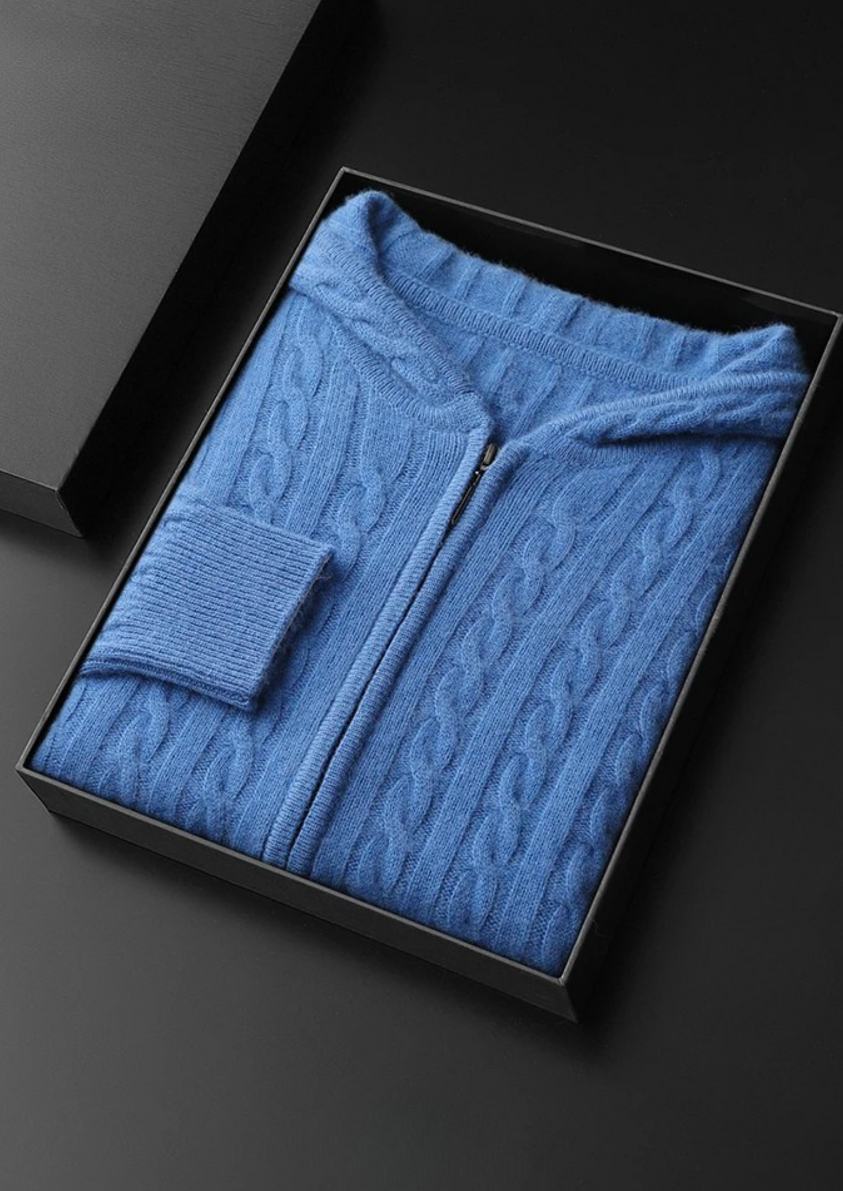 Premium Cashmere Cable Knit Zipper Hoodie | Auremmont