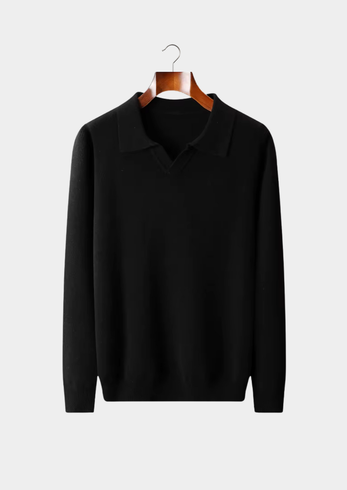 Pure Extra-Fine Merino Wool Ribbed Buttonless Polo | Auremmont