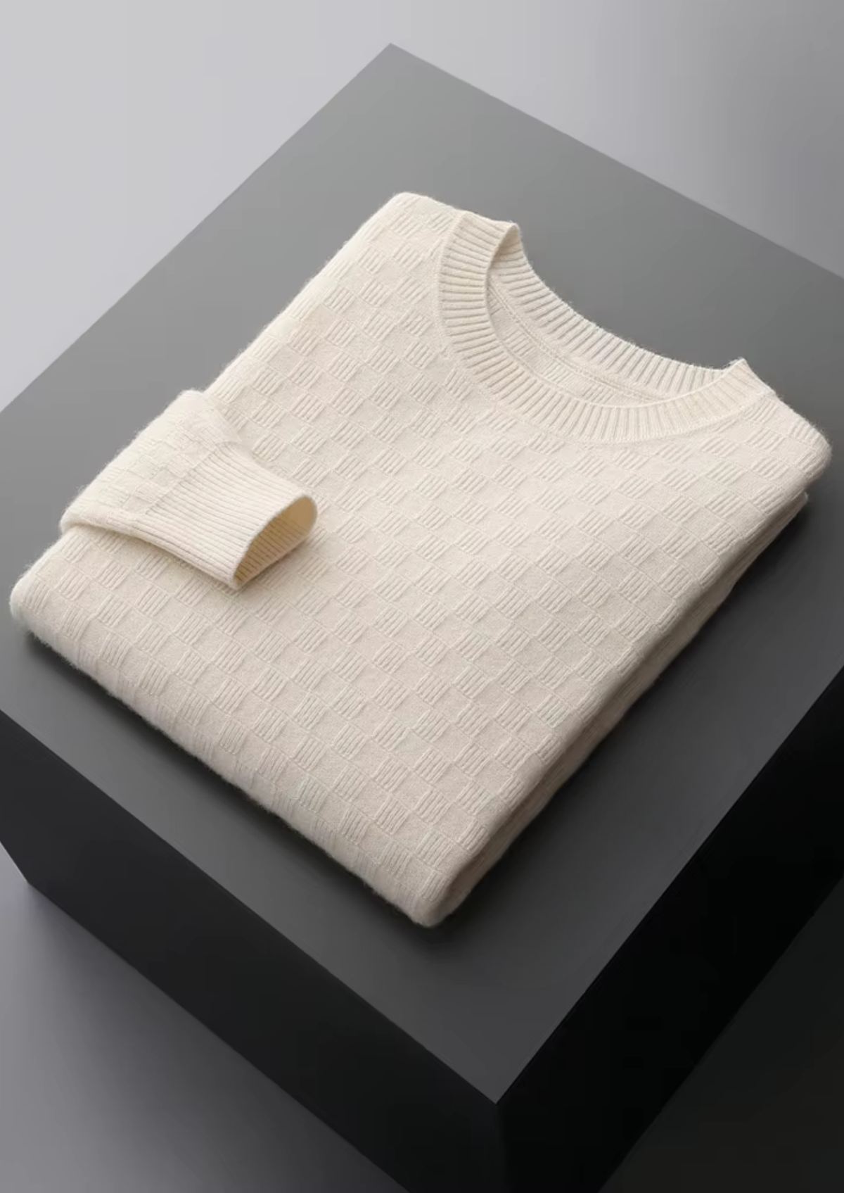 Premium Cashmere Textured Crewneck | Auremmont