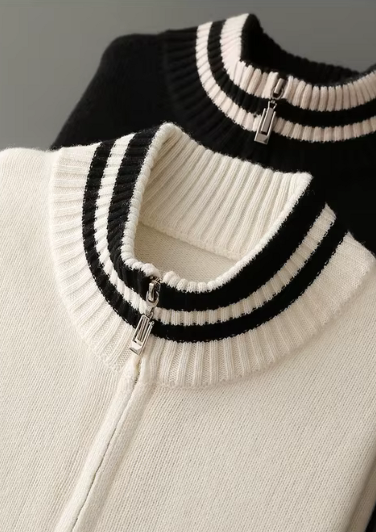 Pure Extra-Fine Merino Wool Two Tone Zip Cardigan | Auremmont