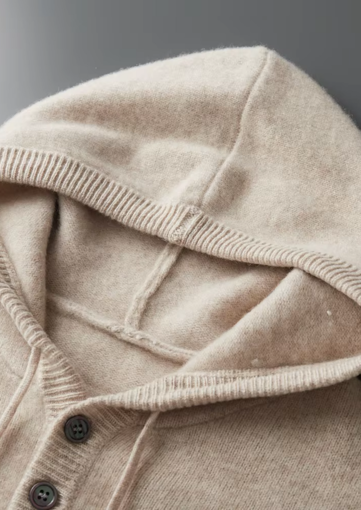Pure Extra-Fine Merino Wool Button Hoodie | Auremmont
