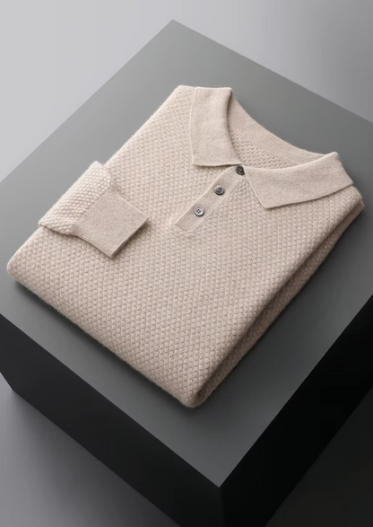 Premium Cashmere Textured Sweater Polo | Auremmont