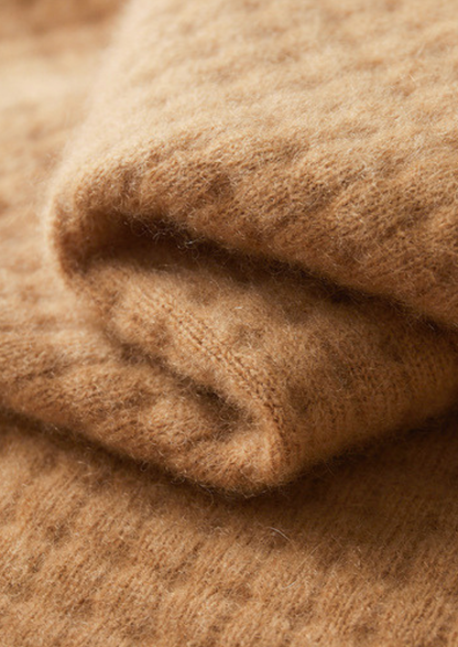 Pure Cashmere Caramel Textured Button Cardigan | Auremmont