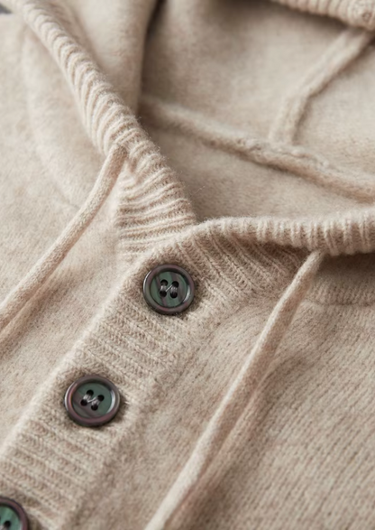Pure Extra-Fine Merino Wool Button Hoodie | Auremmont