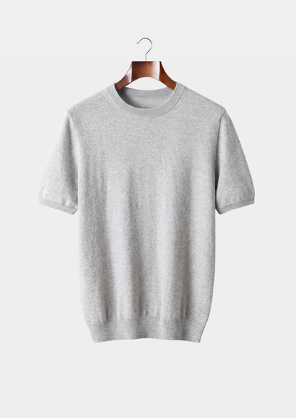 Premium Cashmere Classic Crewneck T-Shirt - Light Gray | Auremmont