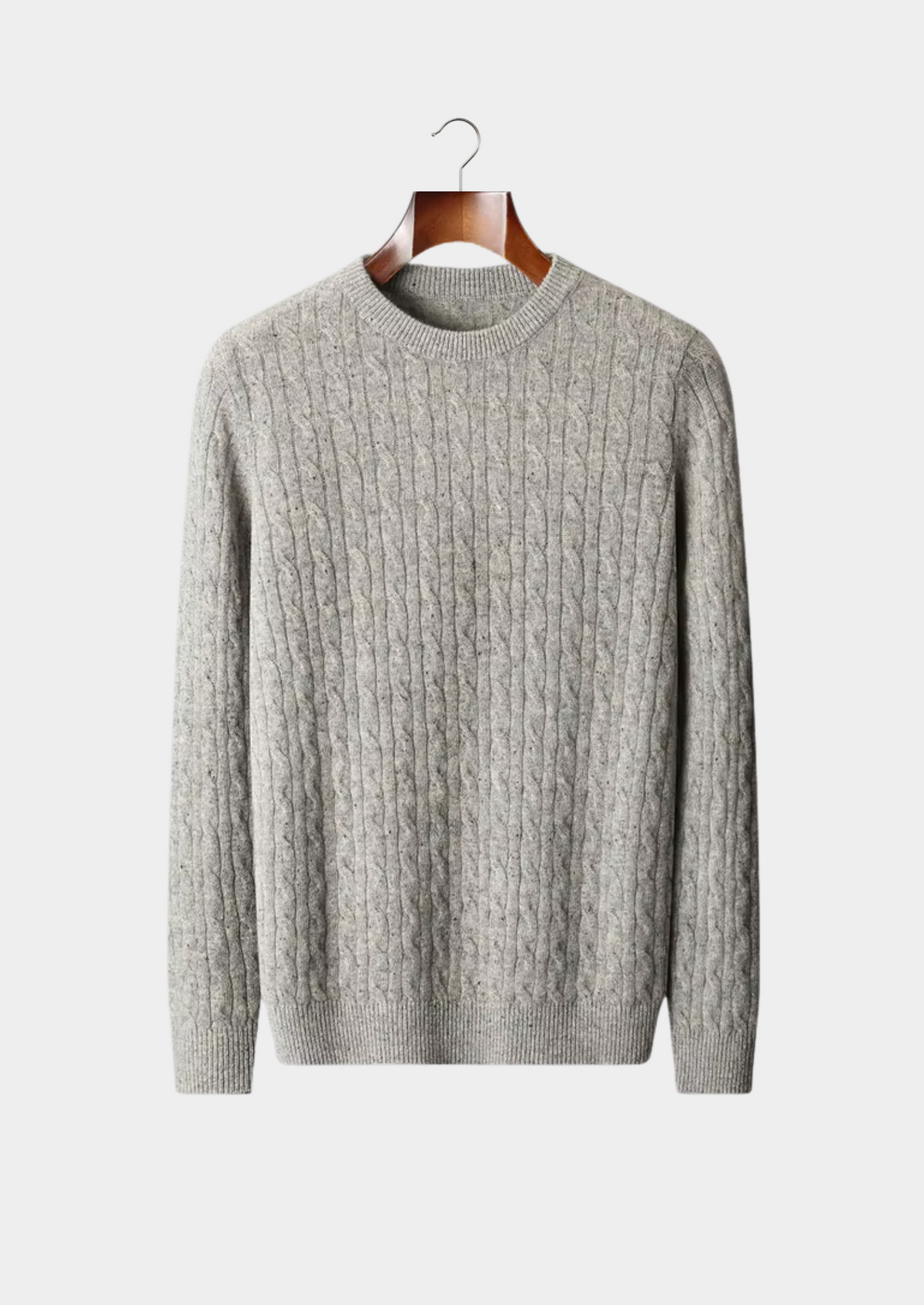 Pure Extra-Fine Merino Wool Nepped Cable Crewneck | Auremmont