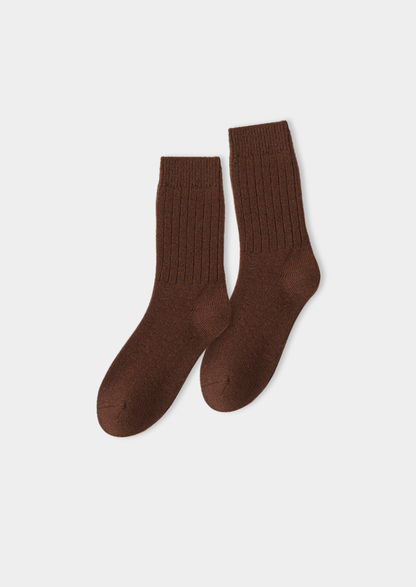 Coffee Ultra-Soft Ribbed Merino Wool Socks | Auremmont