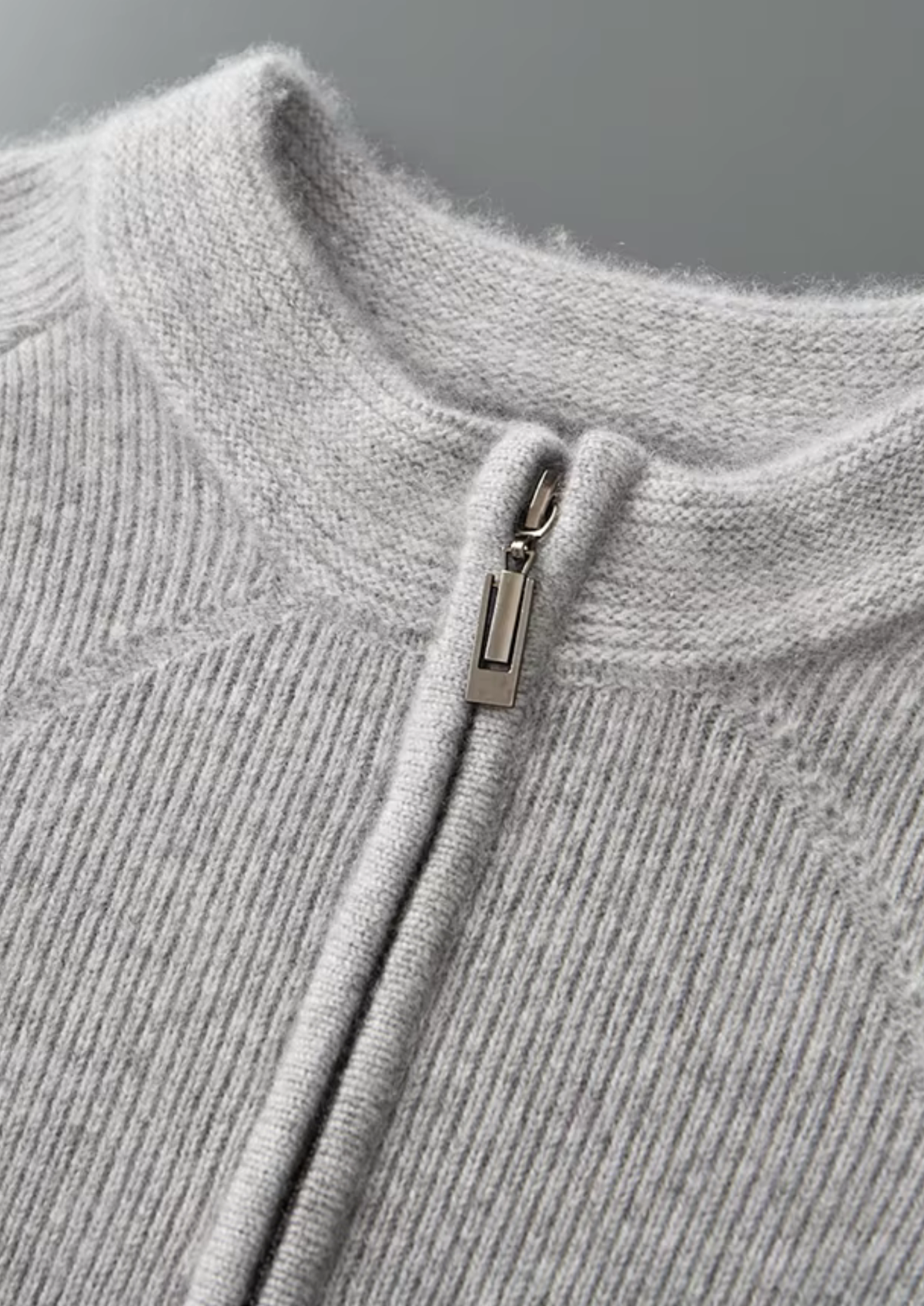 Pure Extra-Fine Merino Wool Ribbed Zip Cardigan | Auremmont