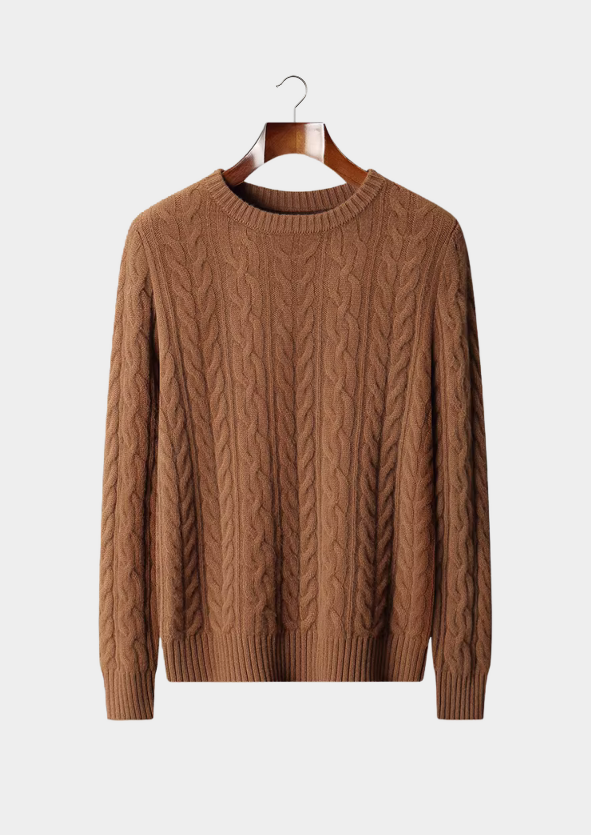 Pure Extra-Fine Merino Wool Cable Knit Crewneck | Auremmont