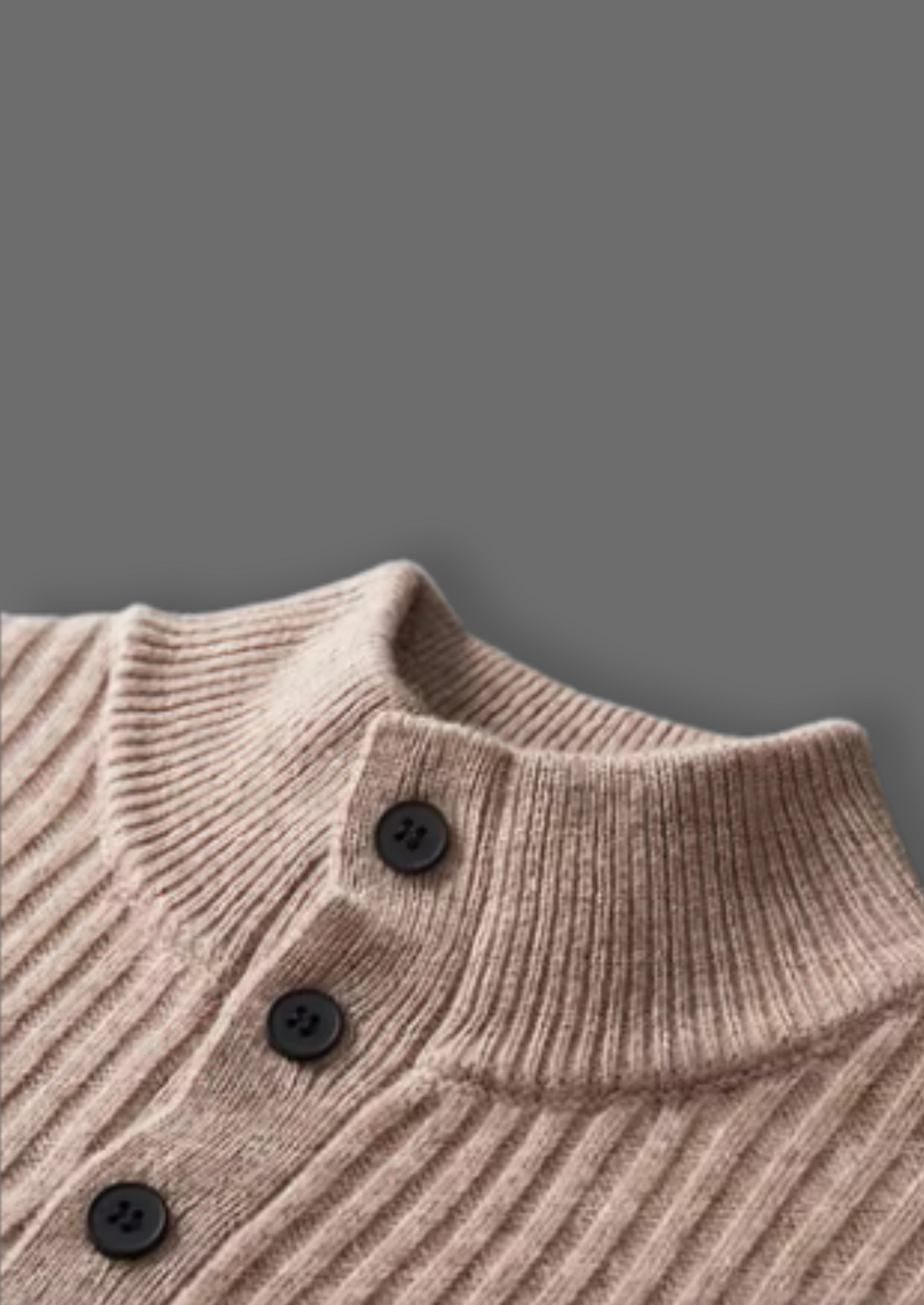 Pure Extra-Fine Merino Wool Ribbed Henley Sweater | Auremmont