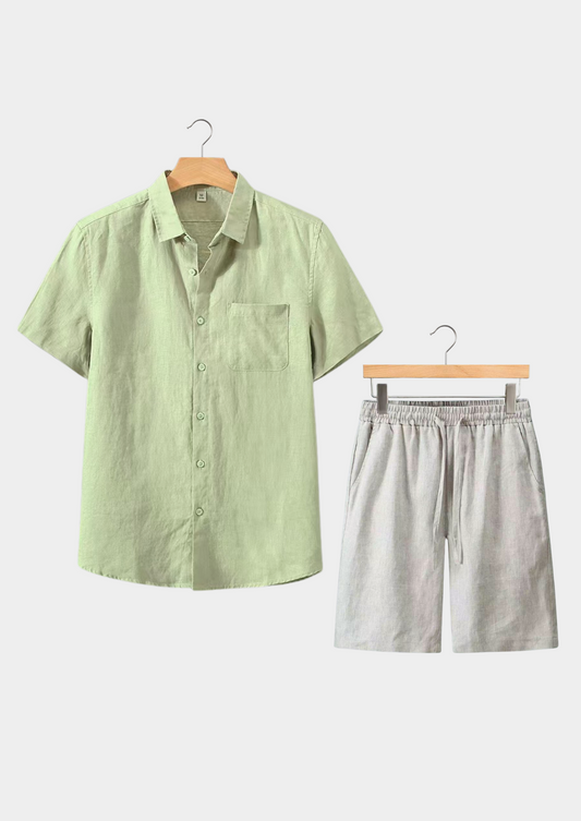 Dolcevita Shortsleeve Summer Set - Mint Green/beige | Auremmont