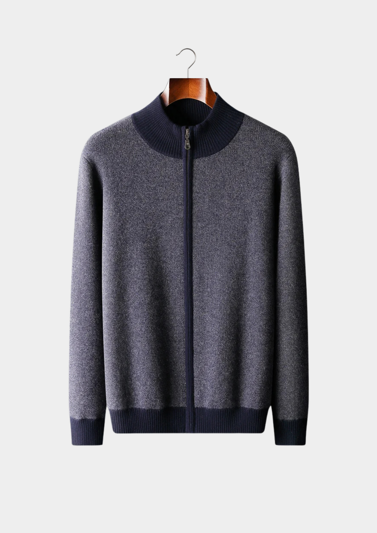 Premium Cashmere Jacquard Zip Cardigan | Auremmont
