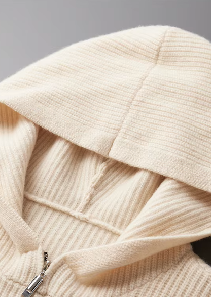 Pure Extra-Fine Merino Wool Half Zipper Hoodie | Auremmont