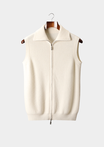 Pure Cashmere Ivory Body Warmer Vest | Auremmont