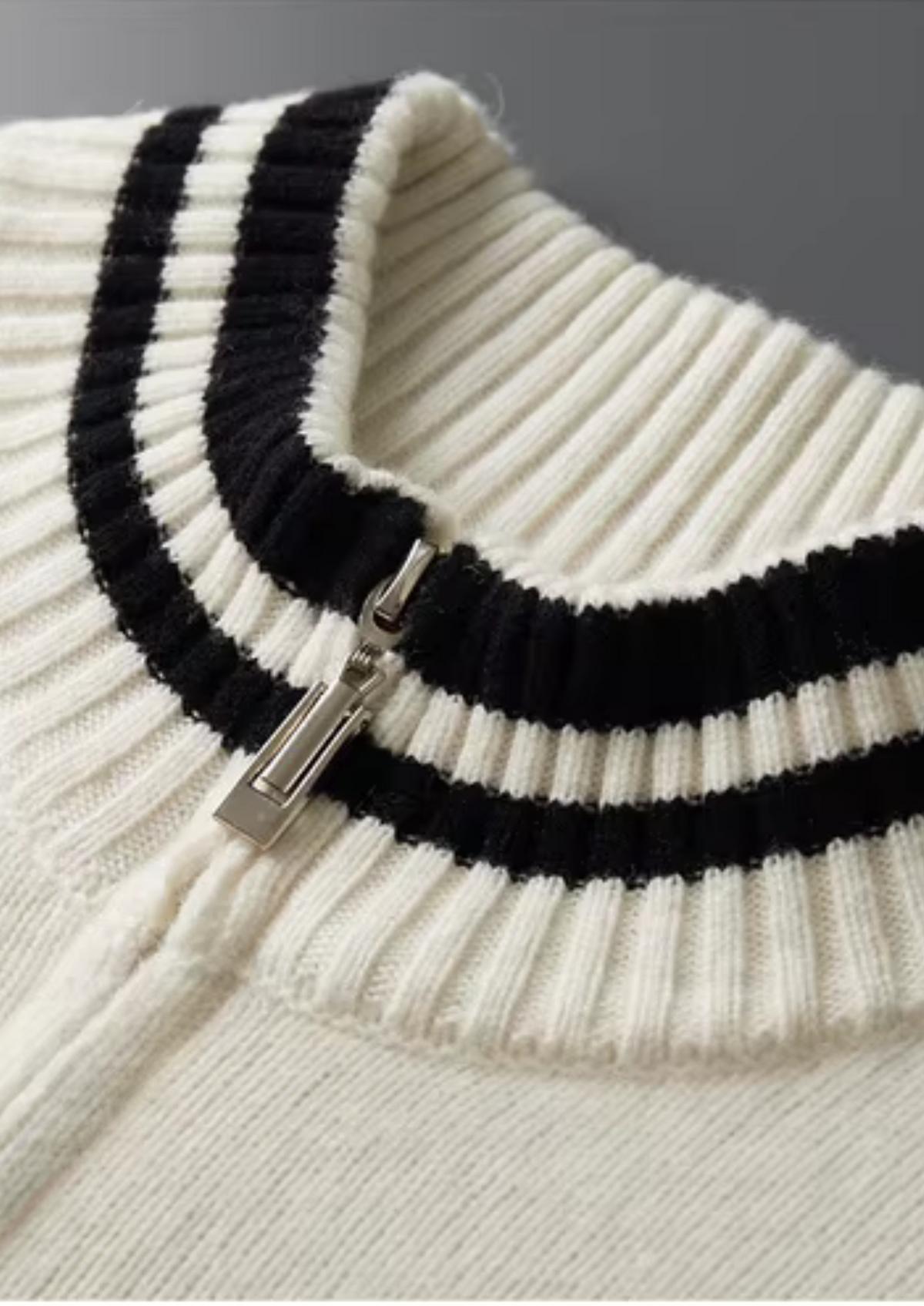 Pure Extra-Fine Merino Wool Two Tone Zip Cardigan | Auremmont