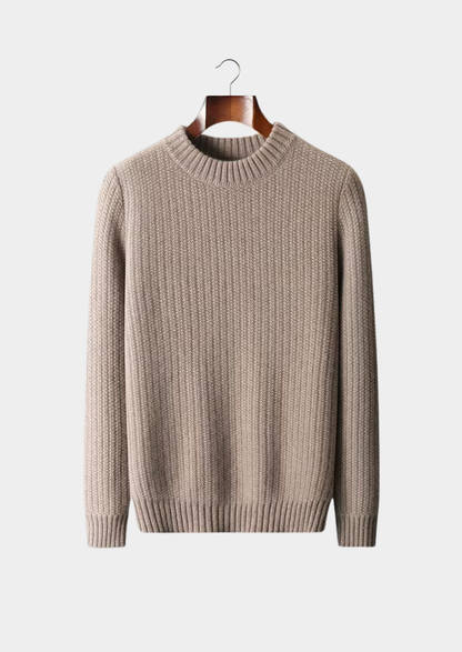 Pure Cashmere Beige Heavyweight Crewneck | Auremmont