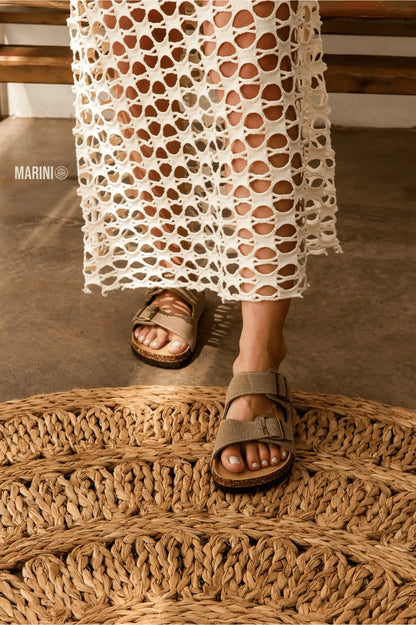 Maibulun Suede Arizona Sandals - Sand | Auremmont