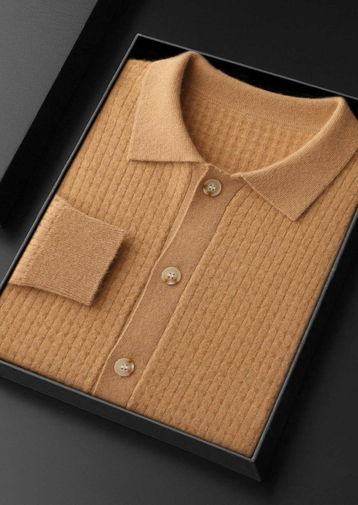 Pure Cashmere Caramel Textured Button Cardigan | Auremmont