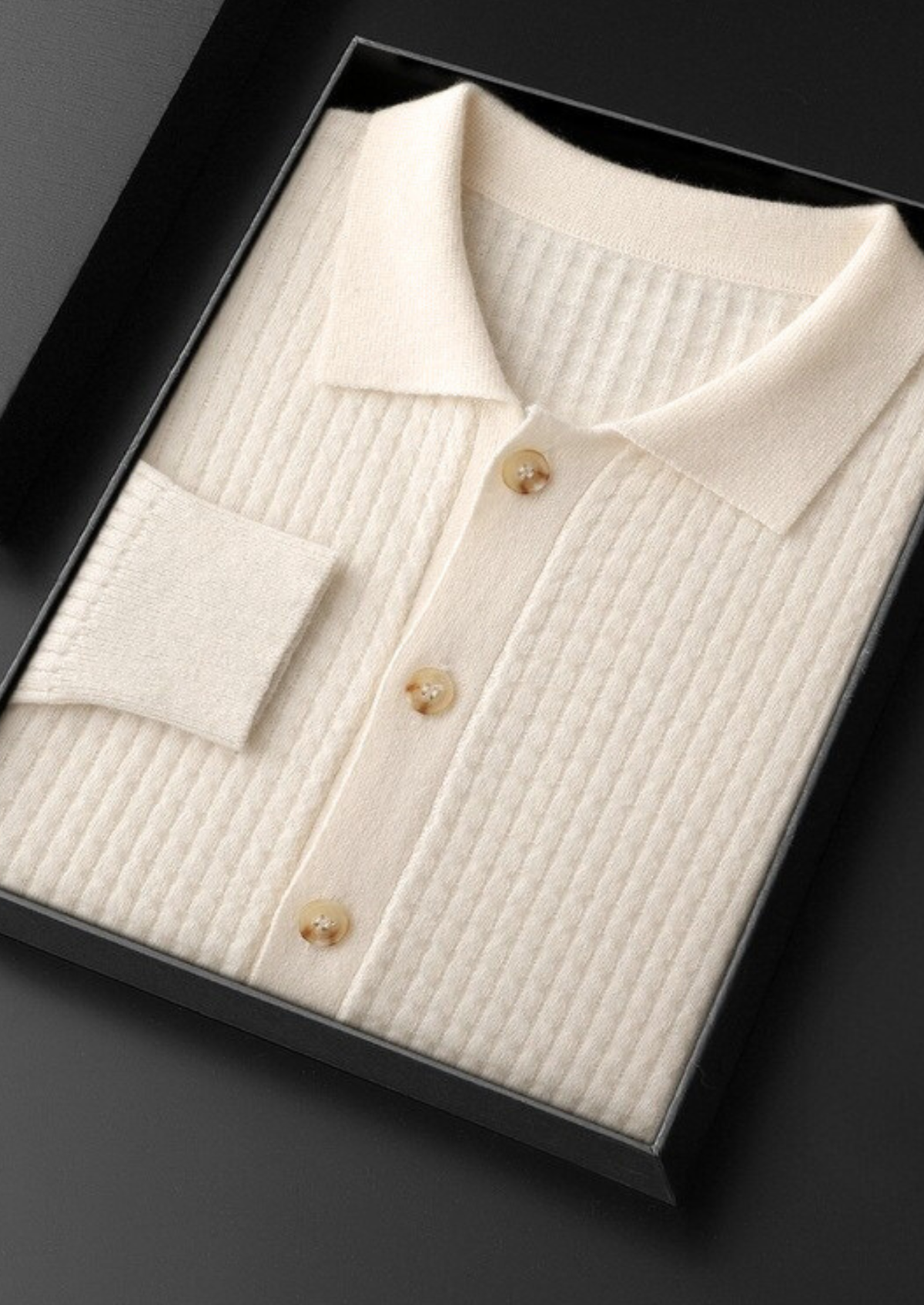 Pure Cashmere Ivory Textured Button Cardigan | Auremmont