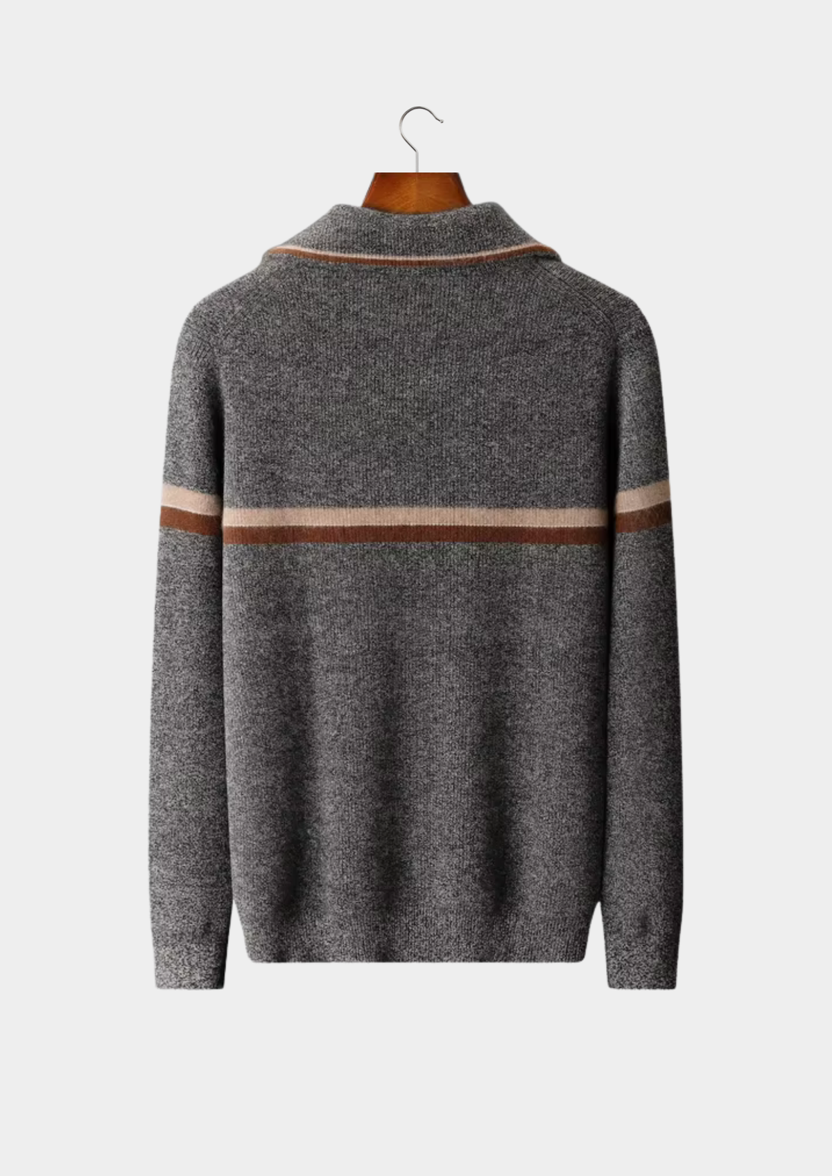 Pure Cashmere Striped Zip Cardigan | Auremmont