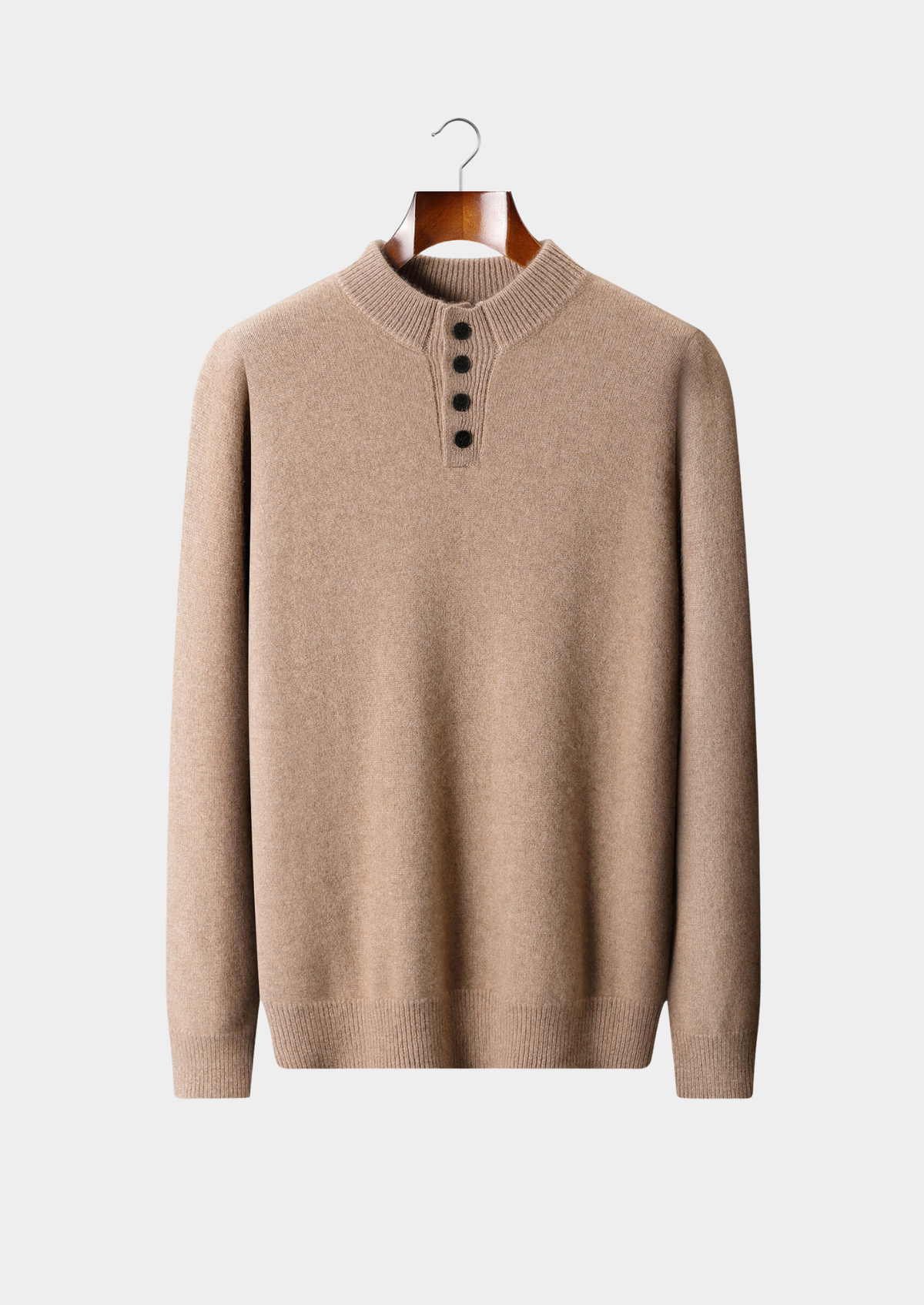 Pure Cashmere Beige Button Sweater | Auremmont