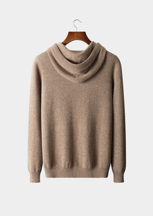 Pure Extra-Fine Merino Wool Beige Leisure Hoodie | Auremmont