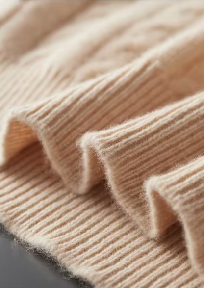 Pure Extra-Fine Merino Wool Cable Knit Henley Sweater | Auremmont