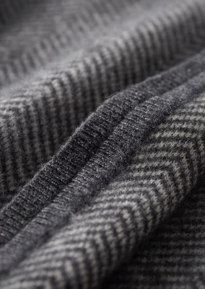 Pure Extra-Fine Merino Wool Gray Herringbone Set | Auremmont