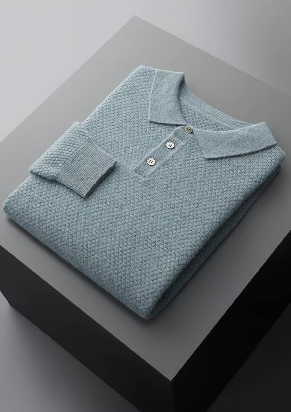 Premium Cashmere Textured Sweater Polo | Auremmont