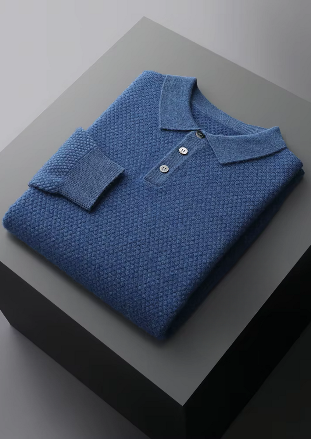 Premium Cashmere Textured Sweater Polo | Auremmont