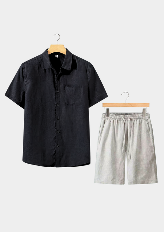 Dolcevita Shortsleeve Summer Set - Black/beige | Auremmont