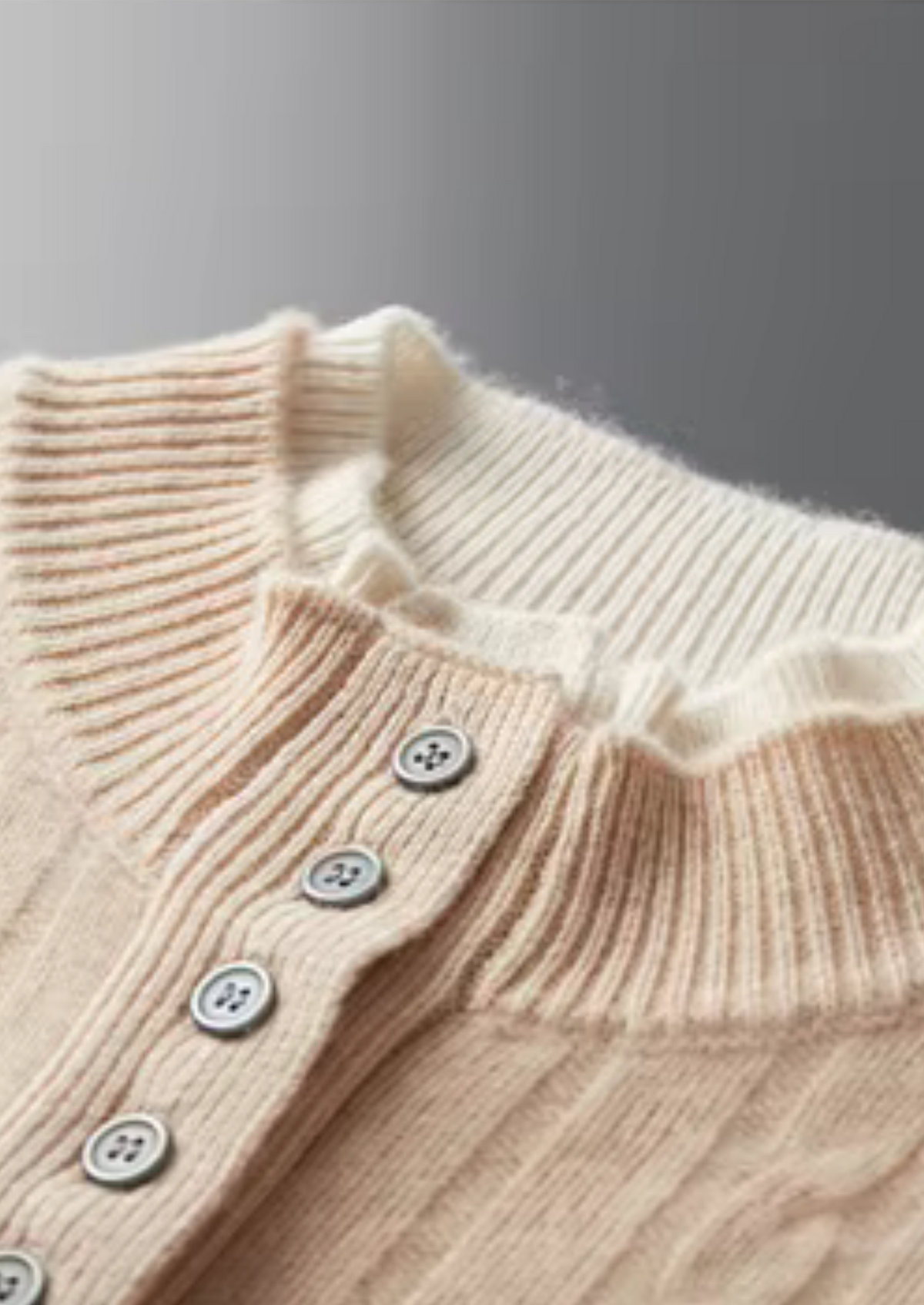 Pure Extra-Fine Merino Wool Cable Knit Henley Sweater | Auremmont