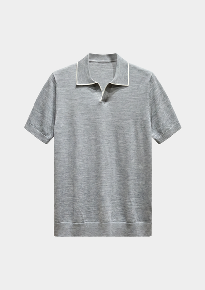 Ellis Light Gray Lightweight Polo Shirt | Auremmont