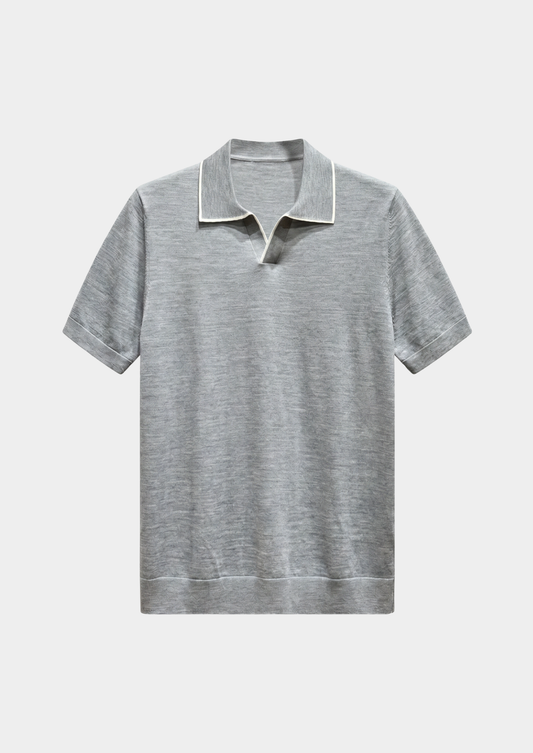 Ellis Light Gray Lightweight Polo Shirt | Auremmont