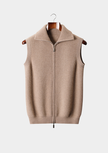 Pure Cashmere Beige Body Warmer Vest | Auremmont