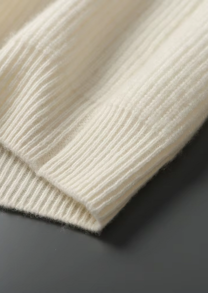Premium Cashmere Ribbed V-Neck Sweater | Auremmont