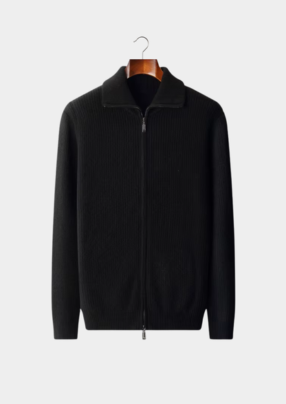 Pure Extra-Fine Merino Wool Funnel Neck Dual Zip Cardigan | Auremmont