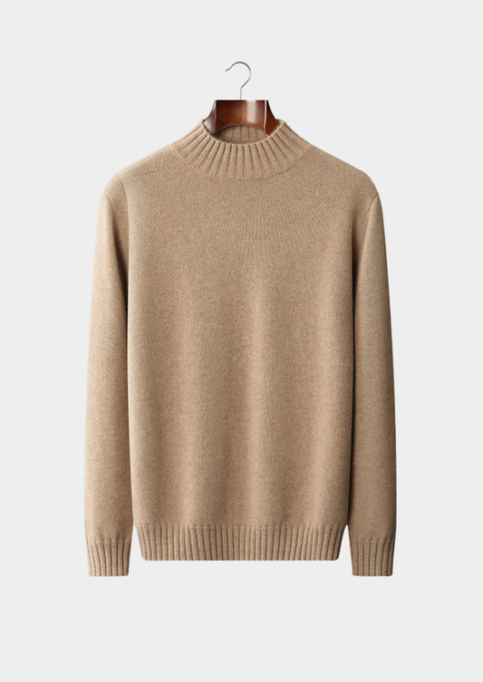 Pure Cashmere Beige Mockneck Sweater | Auremmont