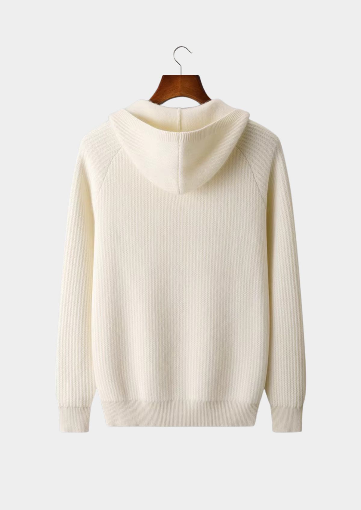 Pure Extra-Fine Merino Wool Ribbed Zipper Hoodie | Auremmont