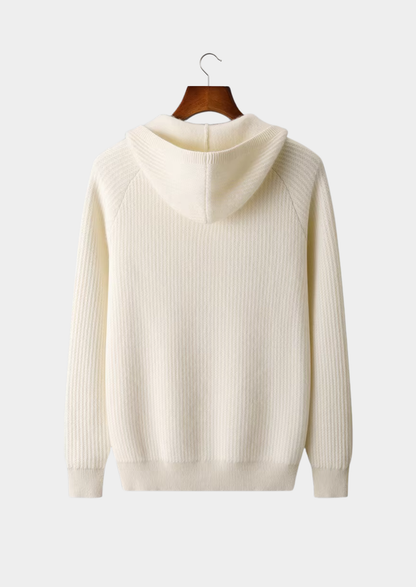 Pure Extra-Fine Merino Wool Ribbed Zipper Hoodie | Auremmont