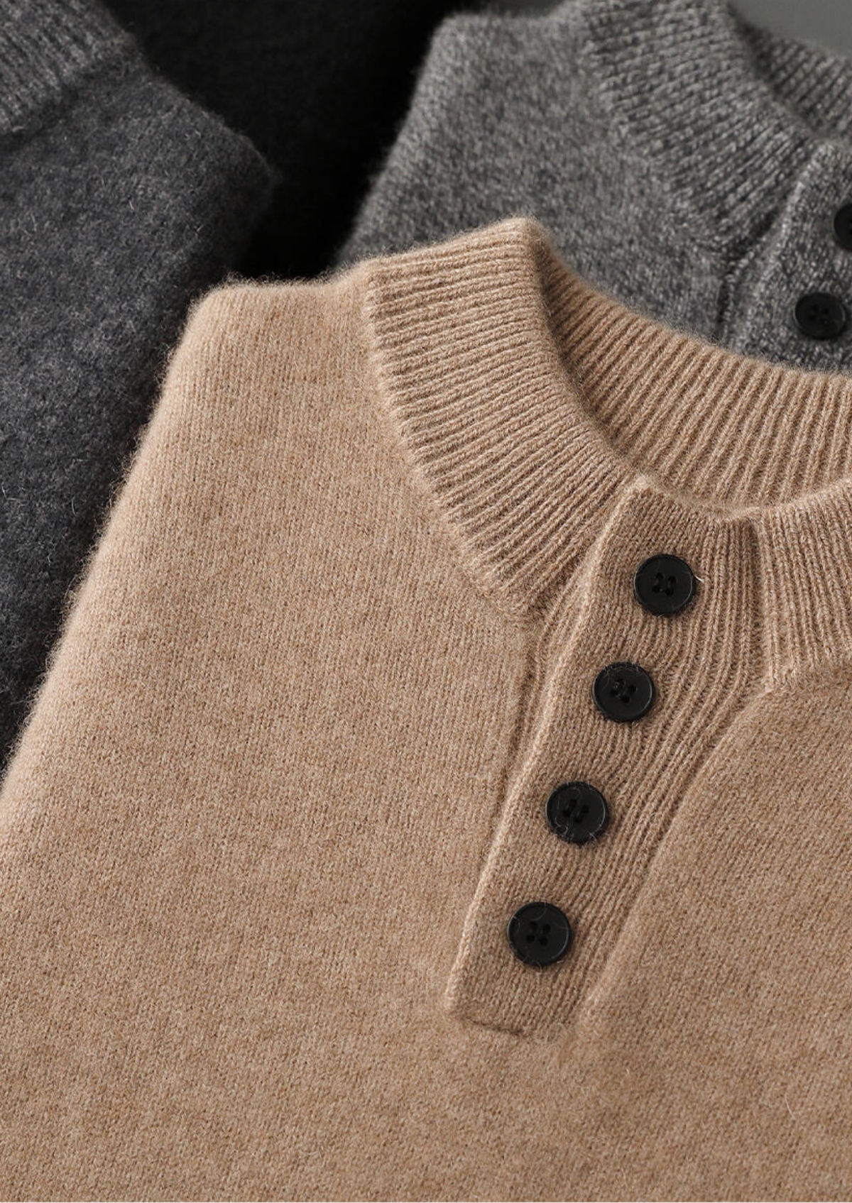 Pure Cashmere Beige Button Sweater | Auremmont