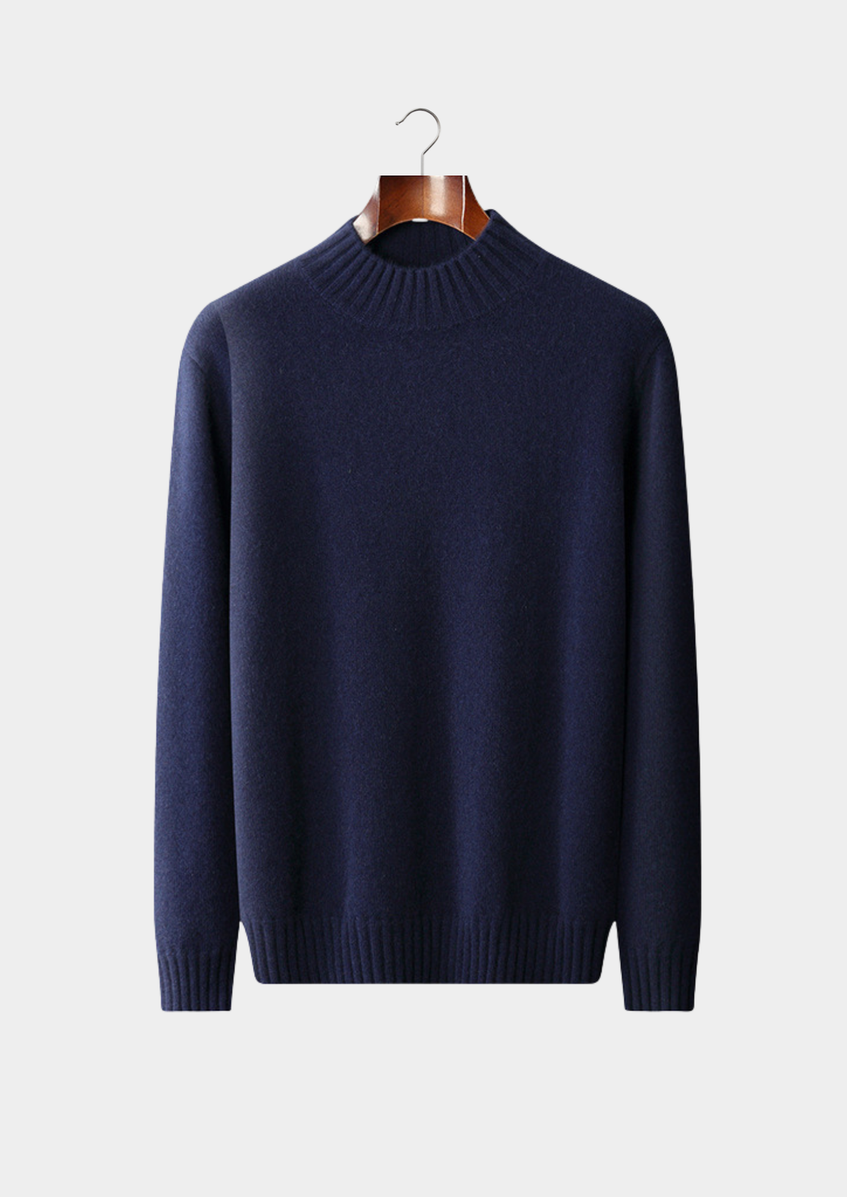 Pure Cashmere Navy Blue Mockneck Sweater | Auremmont