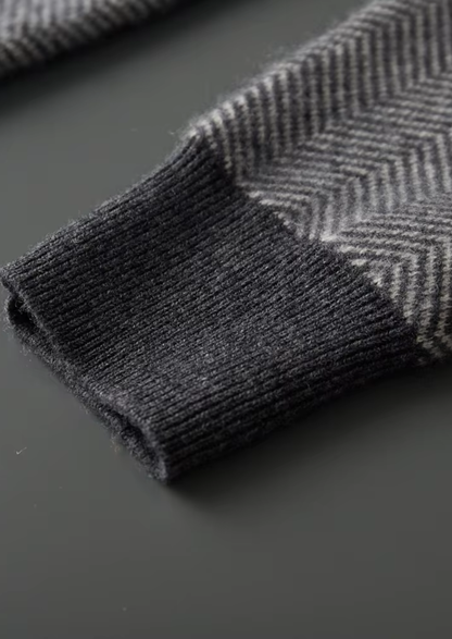 Pure Extra-Fine Merino Wool Gray Herringbone Set | Auremmont