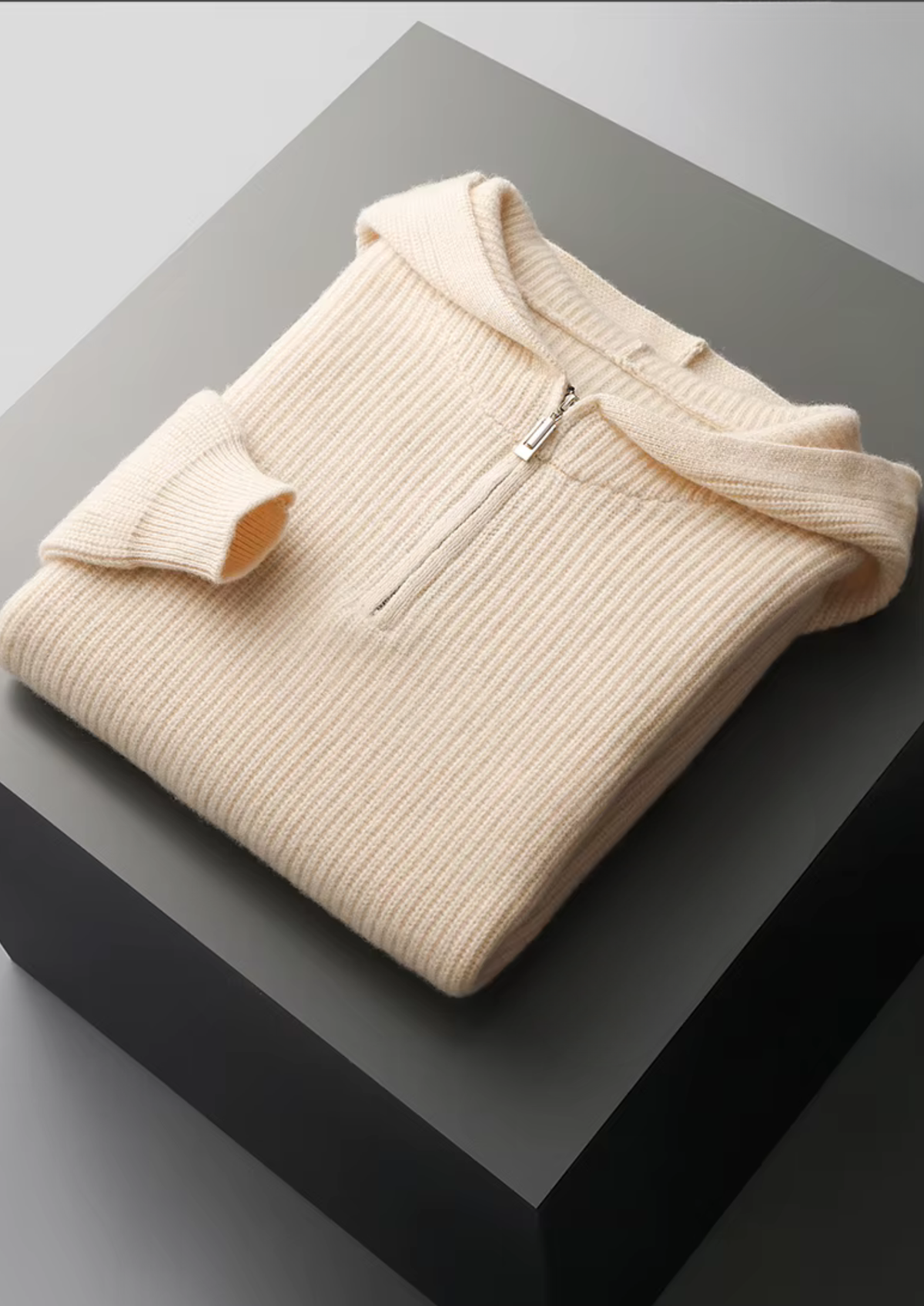 Pure Extra-Fine Merino Wool Half Zipper Hoodie | Auremmont