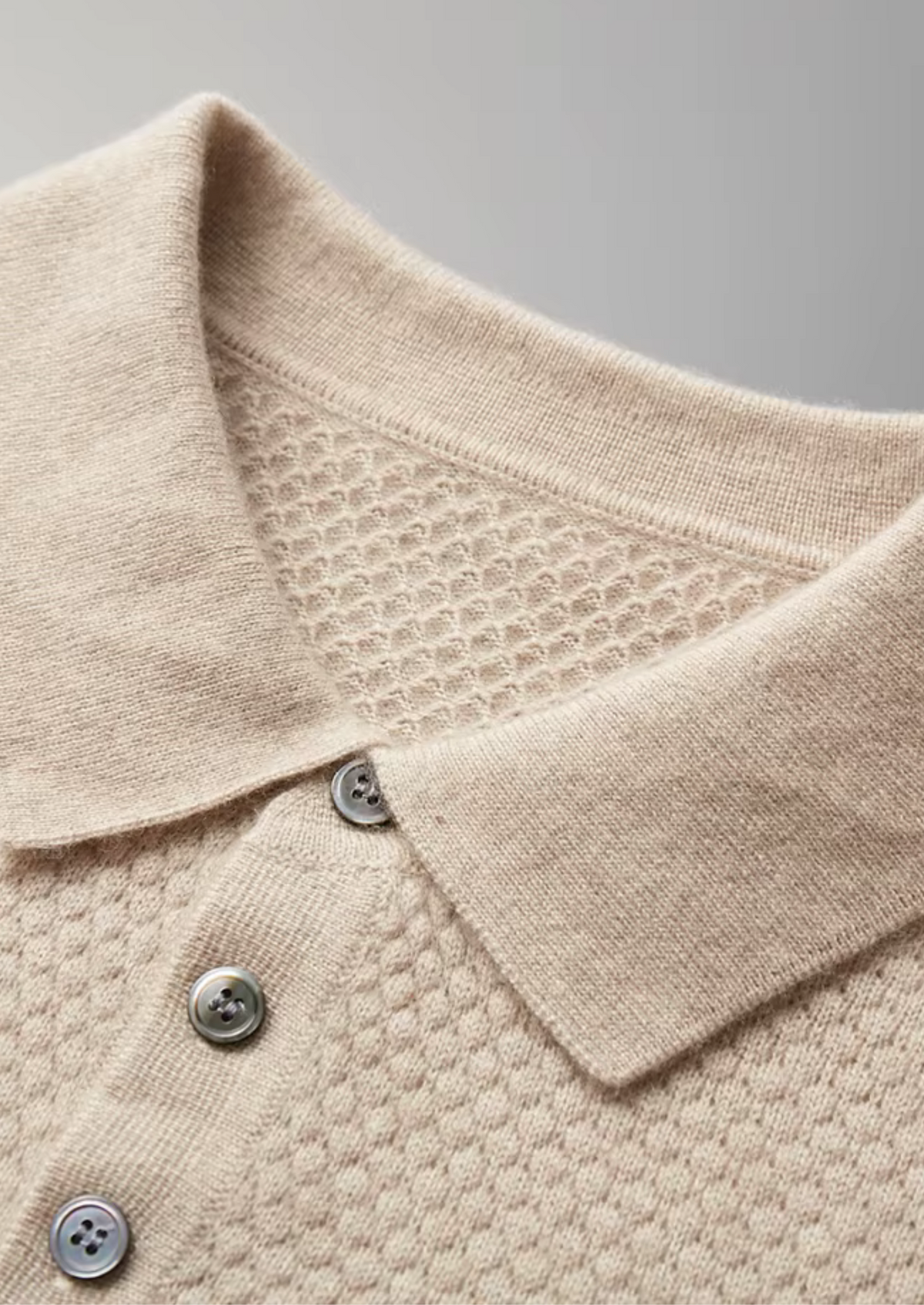 Premium Cashmere Textured Sweater Polo | Auremmont