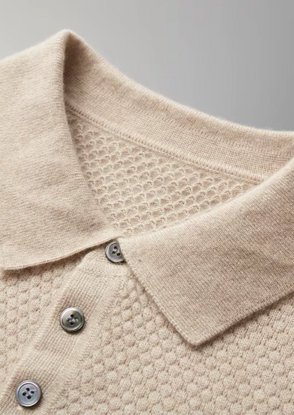 Premium Cashmere Textured Sweater Polo | Auremmont