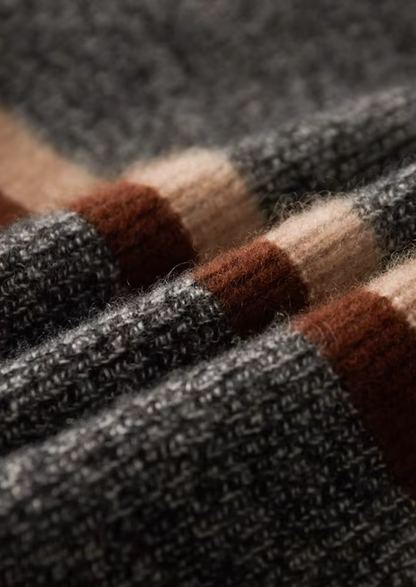 Pure Cashmere Striped Zip Cardigan | Auremmont